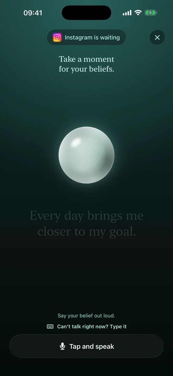Emba pausing Instagram and showing a belief to say out loud